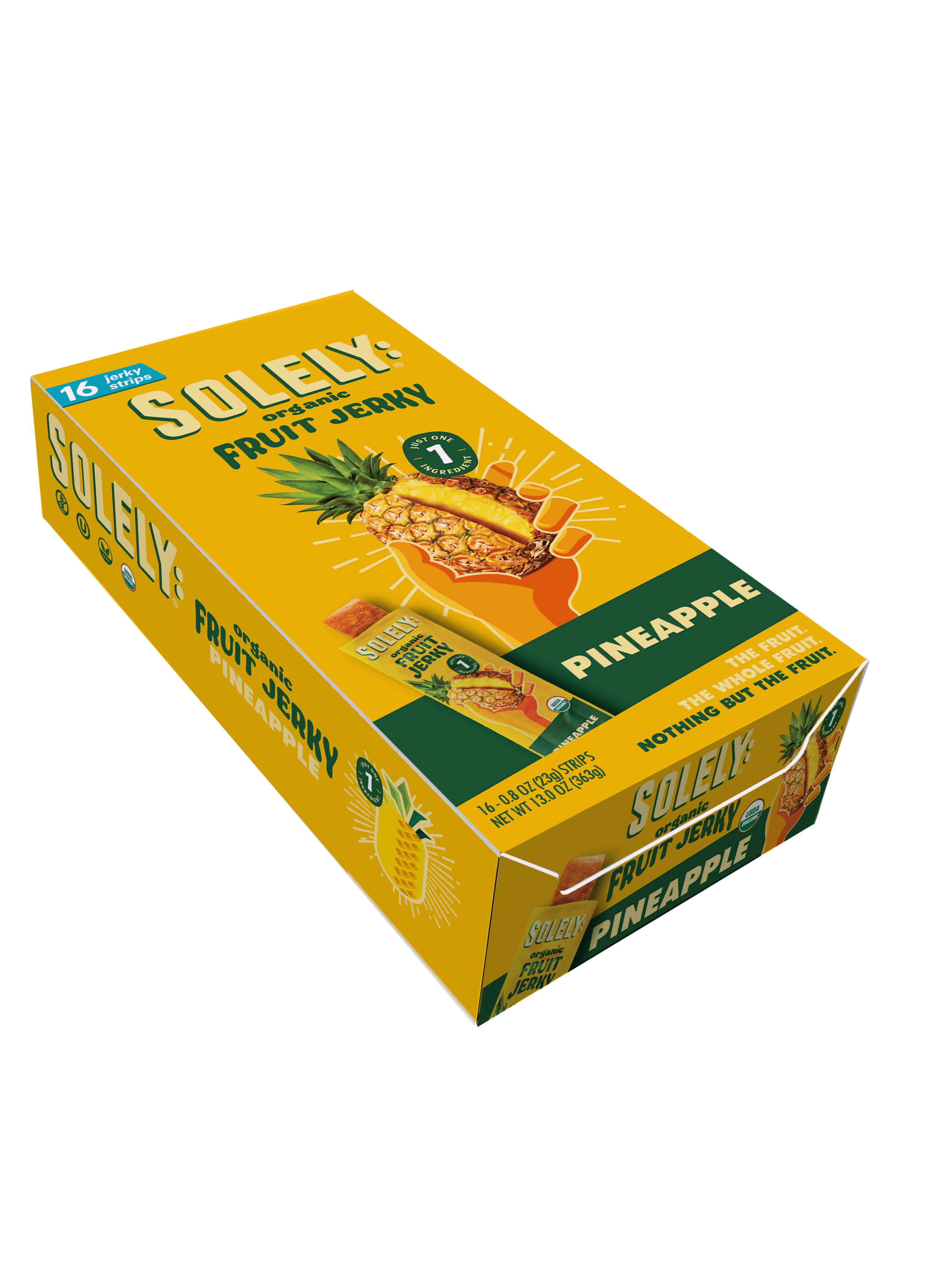 (4 pack) Solely Organic Pineapple Fruit Snack Jerky, Made with Real Fruit, 0.8 oz
