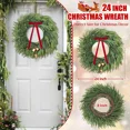 thumbnail image 4 of FlareFable Norfolk Christmas Wreath for Front Door, 24 inch Glowing Artificial Holiday Wreath with Bow & Bells, Front Door Christmas Decorations Indoor Outdoor, 4 of 10