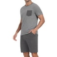 thumbnail image 2 of GIRUNS Men's Pajama Sets 2 piece Sets Crew Neck Shorts Sleeve and Shorts with Pocket Pjs Sleepwear Set Dark Grey XL, 2 of 8