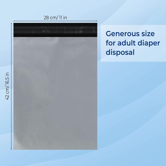 Adult Diaper Disposal Bags, Incontinence Pad Disposable Bag with Adhesive, Seal Odor, Leak-Proof and Tear Resistant, Discreetly Hide Personal Elderly Diapers (Silver, 100 Pcs)