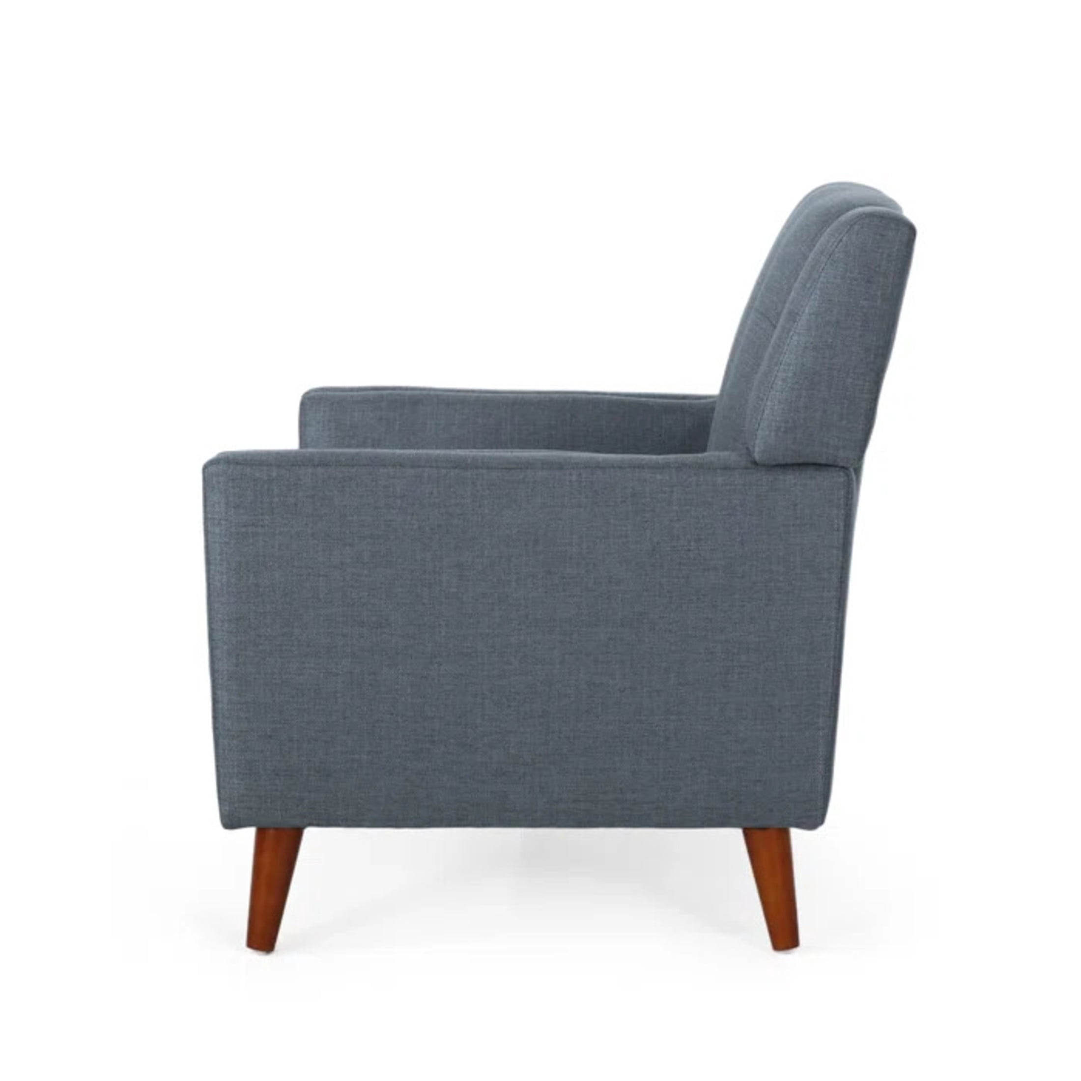 Christopher Knight Home Mid-Century Modern Armchair, Tufted Fabric Upholstery & Rubberwood Legs, Dark Gray, Set of 2