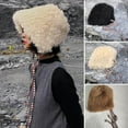 thumbnail image 2 of Women Hat Solid Color Ear Protection Thickened Plush Dome Windproof Autumn Winter Fixing Rope Thermal Russian Hat Streetwear, 2 of 10