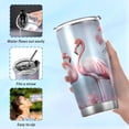 thumbnail image 6 of SKYSONIC Flamingo Tumbler Stainless Steel Double Wall Vacuum Reusable Insulated Mug with Straw and Built-in Coaste for Cold and Hot Beverages, 12oz, 6 of 7