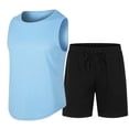 thumbnail image 2 of BTDECLAR Mens Short Sleeve Summer Tracksuit Sleeveless Crewneck Tank Tops and Drawstring Shorts Set Solid Color Casual Outfits with Pocket, 2 of 8