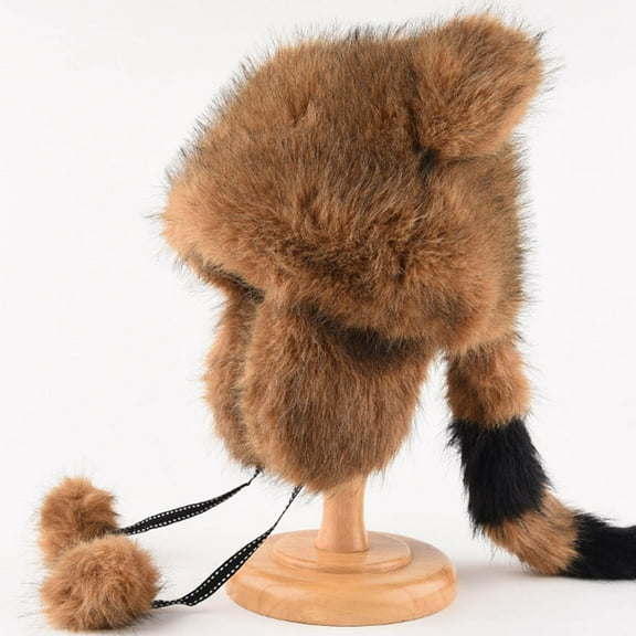 Cute Hats for Youth Boys & Girls with Earflaps and Ears Fleece Pom-Pom Critter Hat 5-15 Years Teens Thermal Warm Winter Cap