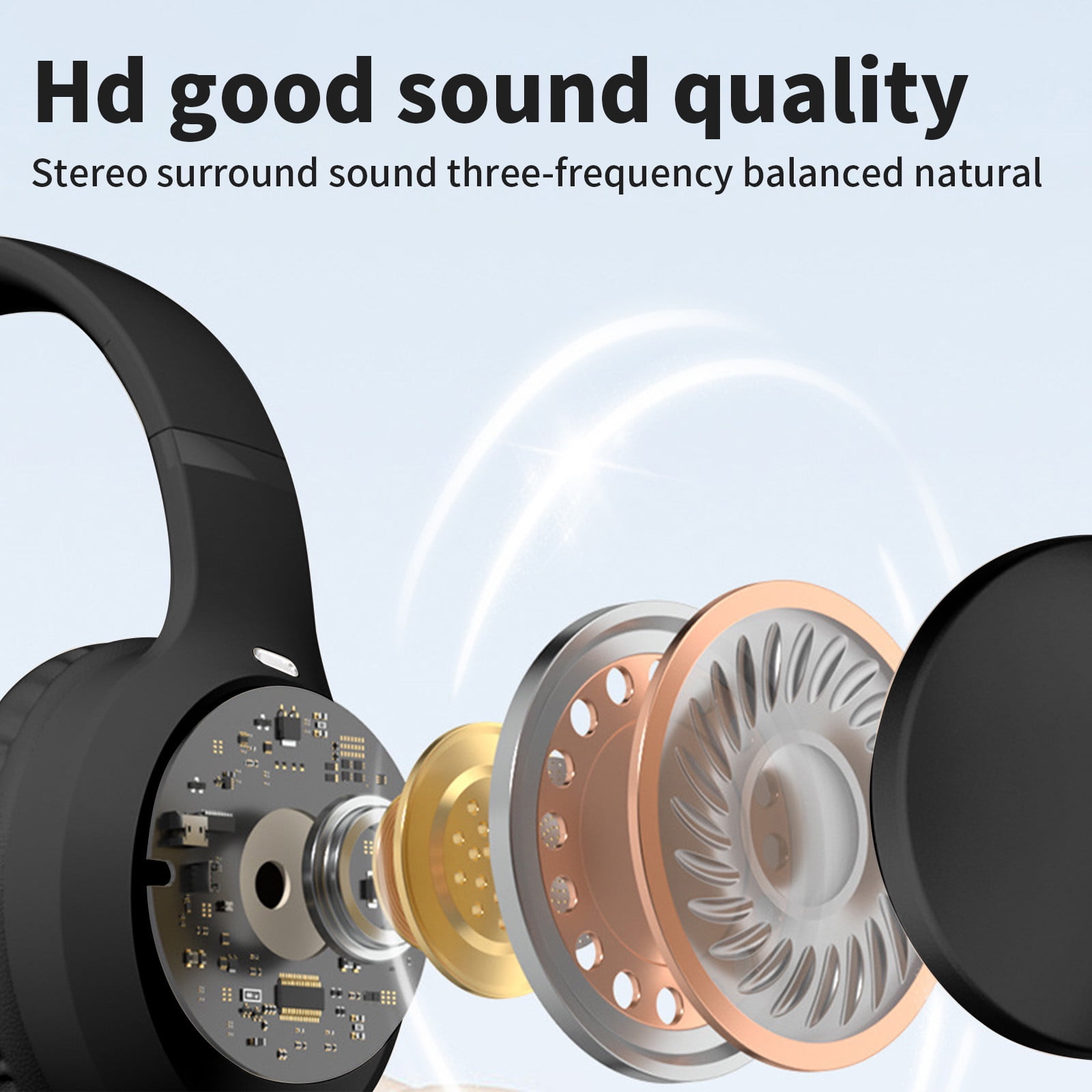 Wireless Headphones Bluetooth On-Ear Headset with Microphone,Black