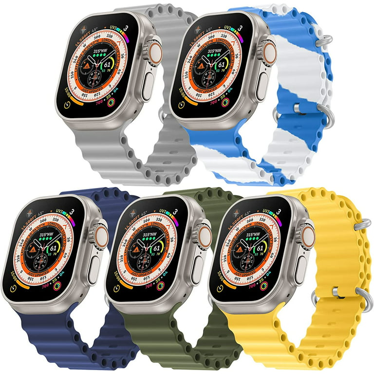  6 Pack Sport Bands Compatible with Apple Watch Band 38mm 40mm  41mm 42mm 44mm 45mm 49mm,Soft Silicone Waterproof Strap Compatible with iWatch  Apple Watch Series 9 Ultra 8 7 6 5
