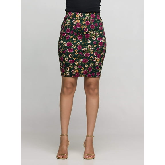 Womens Floral Print Pencil Skirt