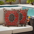 thumbnail image 4 of Red Bohemian Outdoor Waterproof Pillow Covers, Boho Flower Abstract Modern Retro Art Decorative Square Throw Pillowcase Sofa Cushion Sham for Patio/Couch/Chair, 18"x18" 2 Pack, 4 of 8