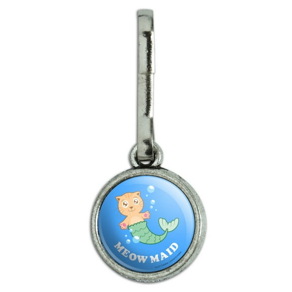 Meowmaid Cat Mermaid Funny Humor Antiqued Charm Clothes Purse Suitcase Backpack Zipper Pull Aid