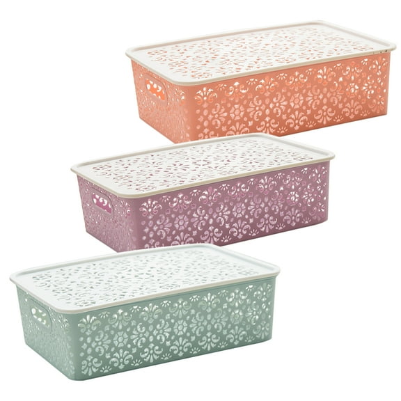 NUOLUX Aesthetic Storage Bins Assorted Color 3Pcs