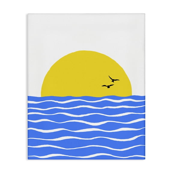 Stupell Industries Birds & Blue Sea Nautical & Beach Painting Wrapped Canvas Art Print Wall Art, 16 x 20