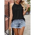 thumbnail image 3 of PULLIMORE Women's Halter Neck Tank Tops Summer Sleeveless Casual Pleated Hollow Out Blouses Tunic Tops （Black,XL）, 3 of 8