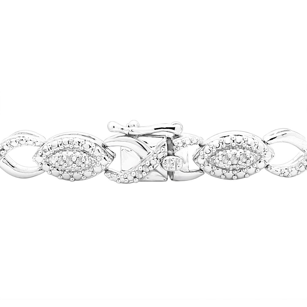 Arista 1/2 Carat T.W. Diamond Silver tone over Brass Infinity Link Fashion Bracelet, 7.5 Inch.