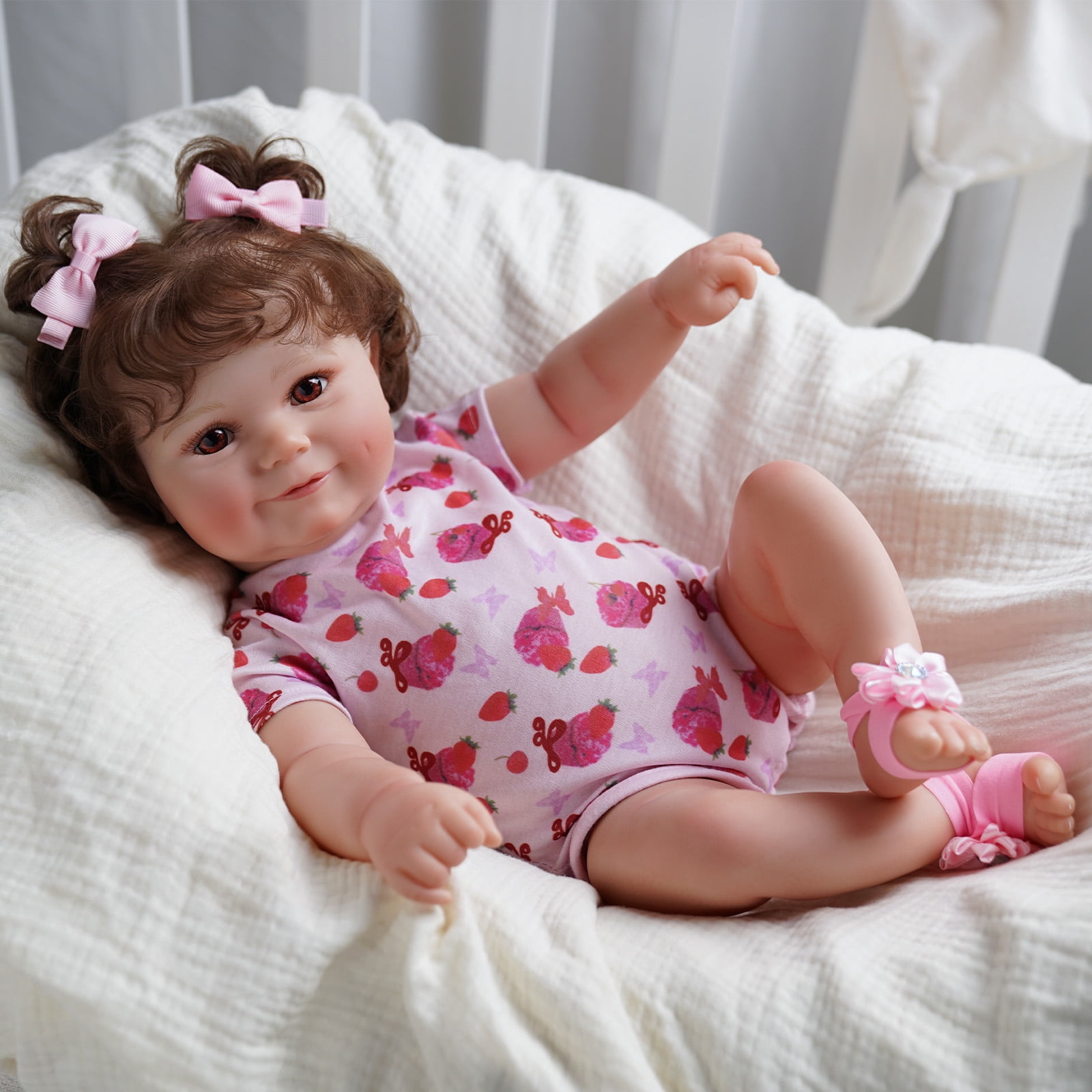 RSG Reborn Baby Dolls 20 inch Soft Cloth Body Newborn Baby Adorable Smiling Dolls with Clothes for Kids Age 3+