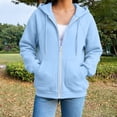 thumbnail image 6 of Hpapadks Womens Zip Up Hoodies Teen Girls Cozy Zipper Hoodie Soft Casual Street Style Womens Zip Up Sweatshirt Light Blue, 6 of 8