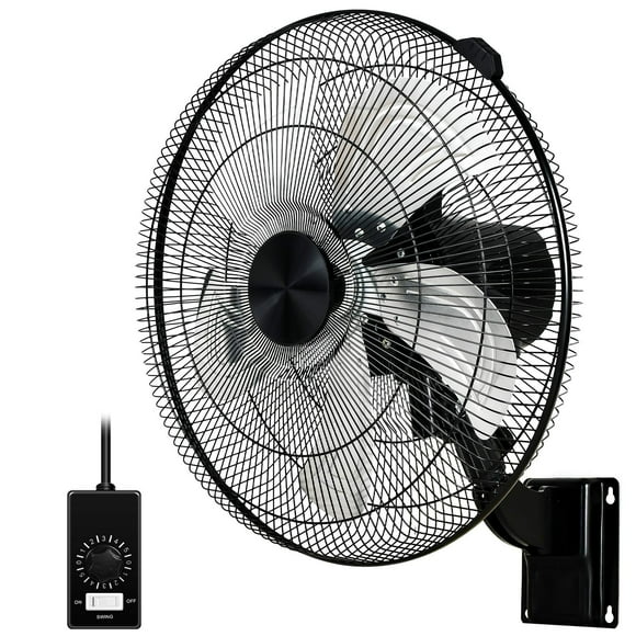 Simple Deluxe Ventilateur Mural Domestique Commercial de 18 Pouces Oscillation Horizontale à 90 Degrés 5 Réglages de Vitesse 1 Paquet Noir