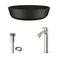 thumbnail image 5 of VIGO Matte Shell Modus Glass Round Vessel Bathroom Sink in Black with Linus Faucet and Pop-Up Drain in Brushed Nickel, 5 of 10