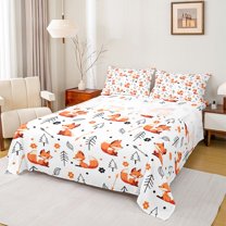 Castle Fairy Boys Girls Kawaii Fox Full Size Sheets,Chic Floral Flowers Bed Sheets