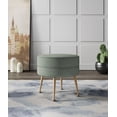 thumbnail image 2 of Manhattan Comfort Bailey Ottoman in Sage Green with Solid Wood Base & Gold Feet, 2 of 8