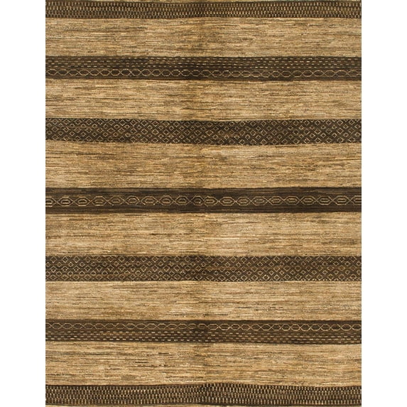 Ahgly Company Indoor Rectangle Abstract Yellow Oriental Area Rugs, 2' x 4'