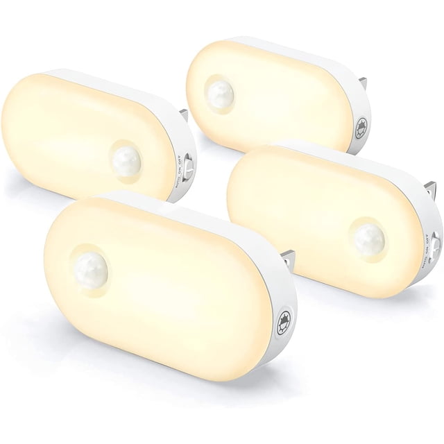 Night Light Plug In, Bright Motion Sensor Night Light (120 Lumens), Dimmable Smart Led Night Lights Plug Into Wall, 1-120Lm Brightness Nightlight For Bathroom, Hallway, Garage, Toilet (4 Pack)
