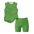 thumbnail image 5 of Summer Outfits for Kids Girls Size 8 Girls 2 Piece Outfits Cute Clothing Sets Vacation Sleeveless Tee Top and Y2K Shorts Athletic Activewear Green 7-8 Years, 5 of 8