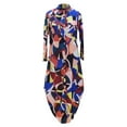 thumbnail image 3 of CALAFEBILA Ladies Summer Dress Show ThinPrint Long Sleeve Button Collar Carving Waist Sundresses for Women Knee-Length Dress, 3 of 7