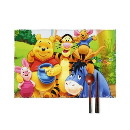 

Winnie The Pooh Cartoon Canvas Placemats for Kids And Teens Set of 6 30x45cm