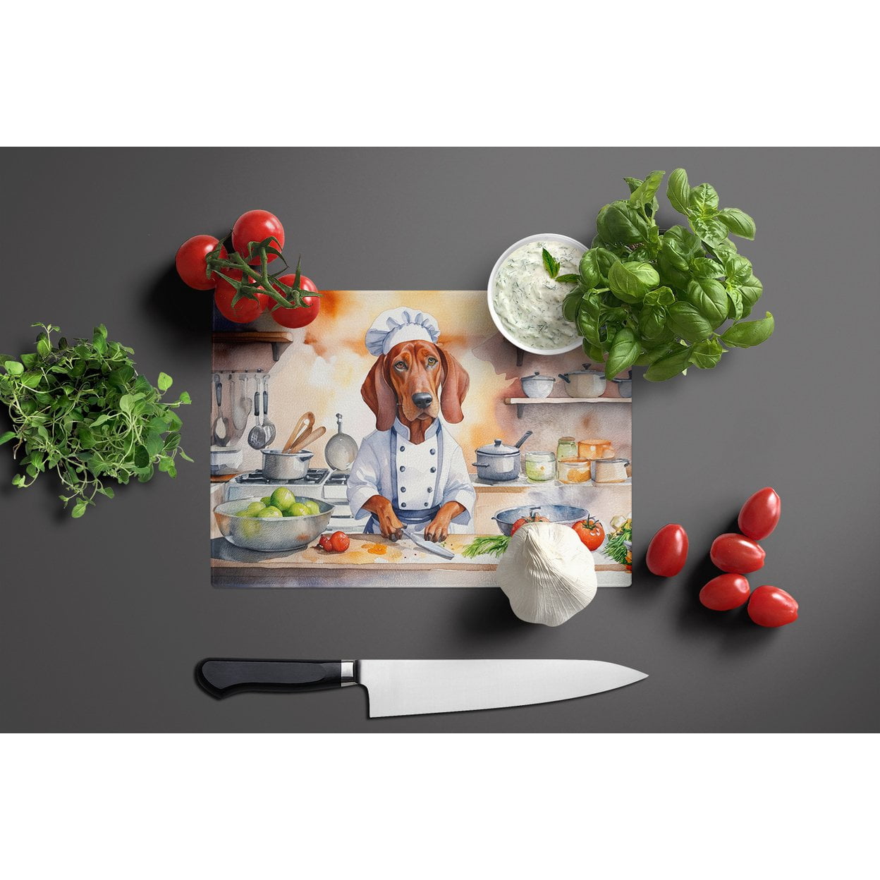 Redbone Coonhound The Chef Glass Cutting Board 12 in x 15 in