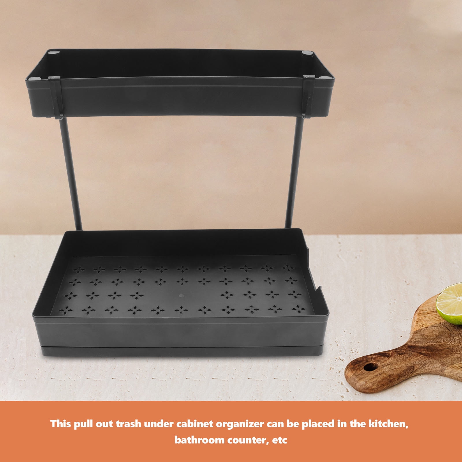 Milisten 1Pack Kitchen Organizers And Storage Cabinet Pull Out Under Sink Organizer Black L-Shaped