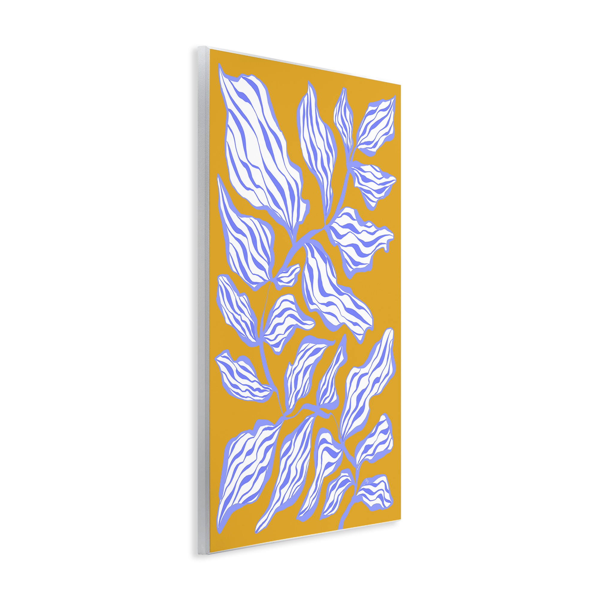 Stupell Industries Leaves on Orange Botanical & Floral Painting Unframed Art Print Wall Art, 13 x 19