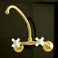 thumbnail image 4 of Kingston Brass KS614SB Kingston Two Handle Wall Mount Kitchen Faucet, Brushed Brass, 4 of 5