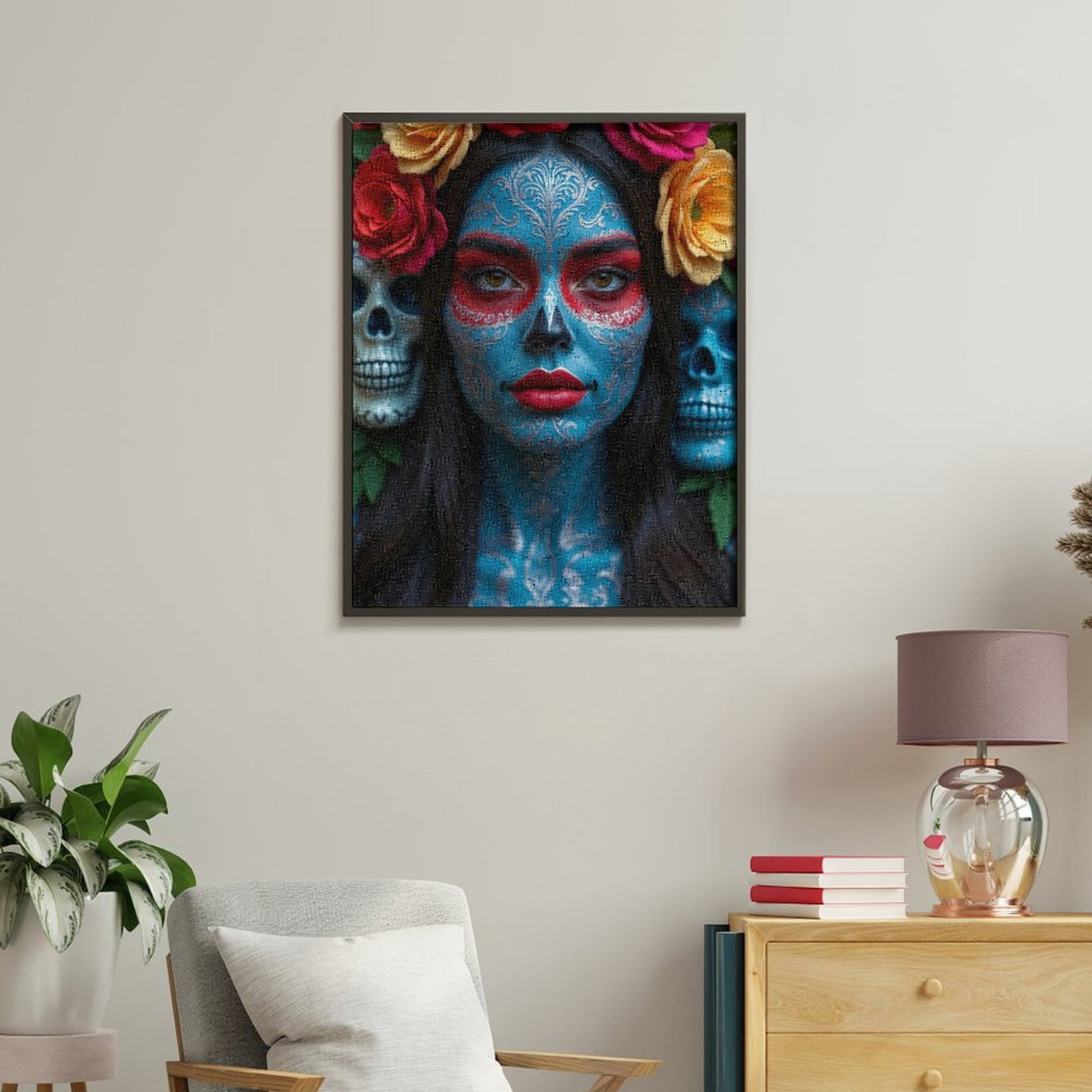 Paint By Numbers Kit for Adults Beginner - Colorful Face Art Floral Skulls DIY Canvas Painting Kits for Adults, Frameless Paint By Number for Adults for Home Wall Decor 16x20 Inch