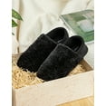 thumbnail image 7 of HomeTop Women's Cozy Plush Slippers with Memory Foam Collapsible Microsuede Heel Flexible Anti Skid Indoor Slip on House Shoes Matte Black,5-6 US, 7 of 7