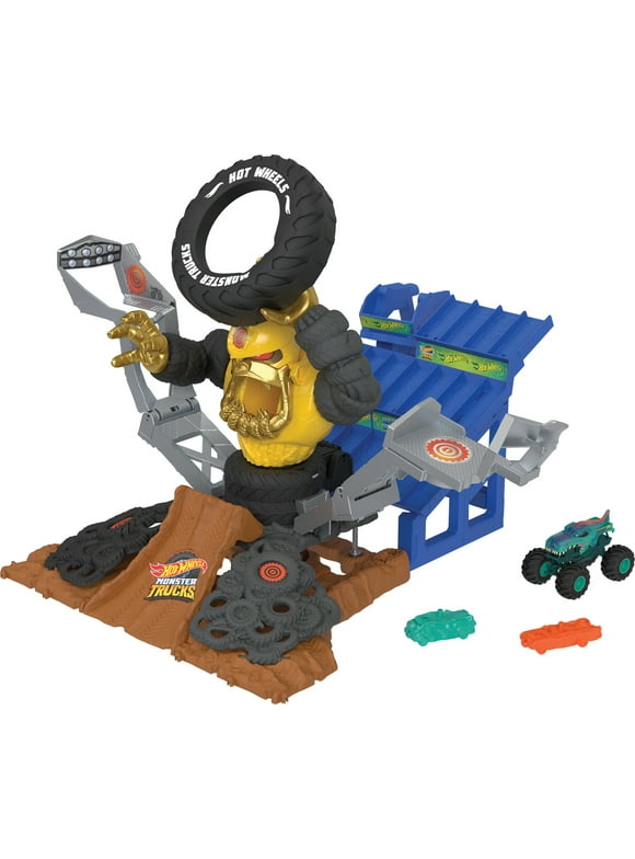 Hot Wheels Monster Trucks Arena Smashers Mega-Wrex vs. Crushzilla Takedown Playset
