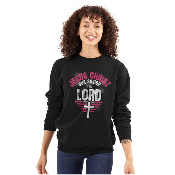 Jesus Christ Our Savior Christian Women Crewneck Sweatshirt Brisco Brands S