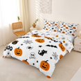 thumbnail image 3 of Homewish Boo Pumpkin Duvet Cover Queen for Kids, White Skull Bat Star Halloween Queen Bedding, Halloween Reversible, 3pcs, 1 Duvet Cover and 2 Pillowcases, 3 of 6
