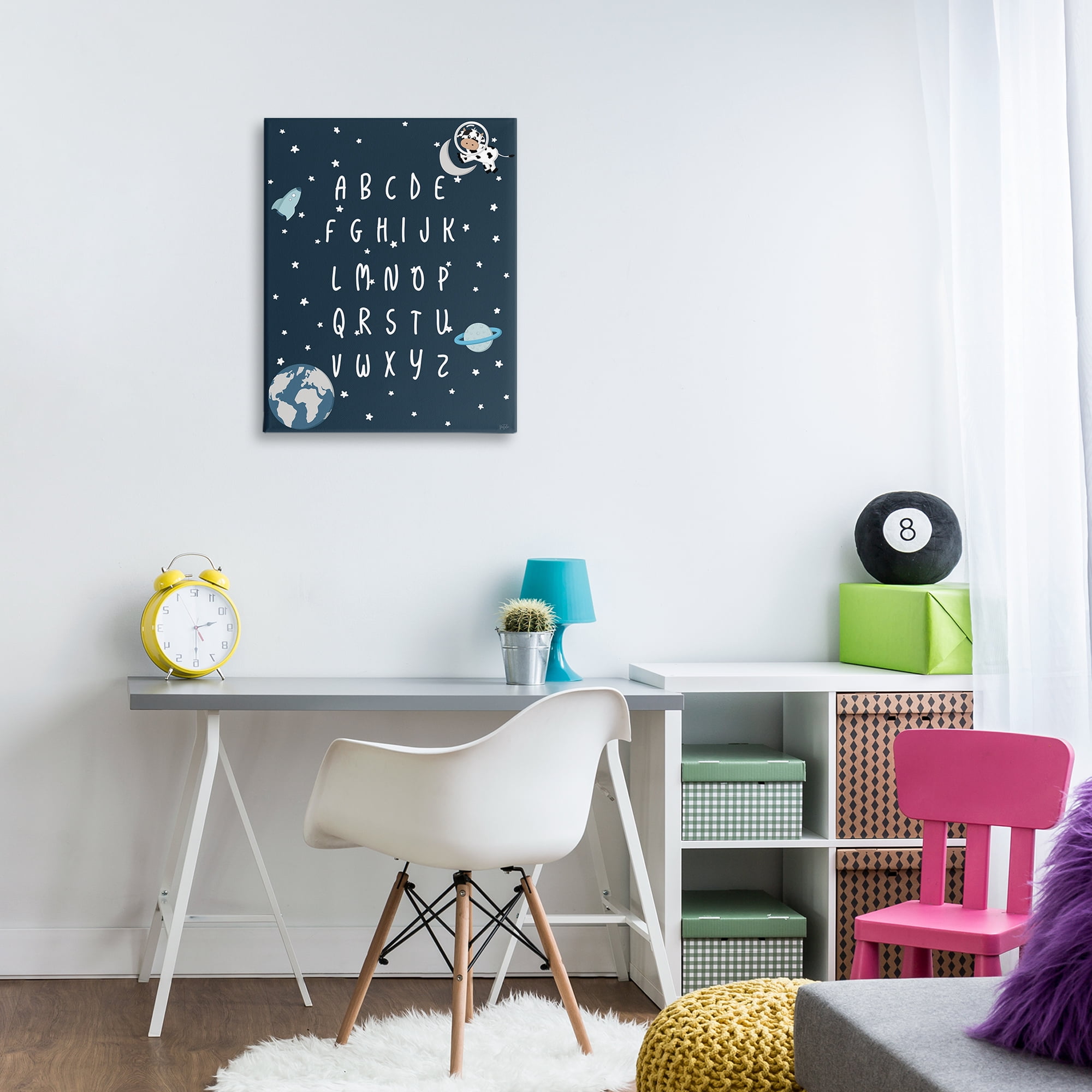 Stupell Industries Outer Space Alphabet Novelty Painting Gallery Wrapped Canvas Art Print Wall Art, 24 x 30