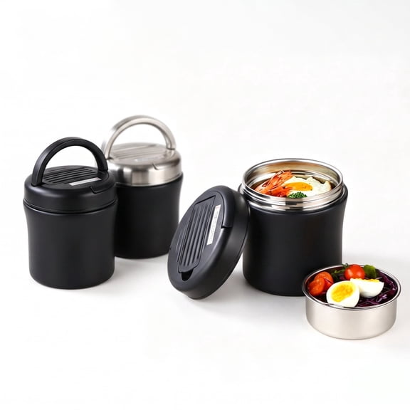 Thermal Lunch Box Stackable Hot Food Insulated Box 304 Stainless Steel Round Lunchbox Sealed Food Containers,Stackable Thermal Lunch Box,Thermal Lunchbox, 1.2L or 1.5L Options