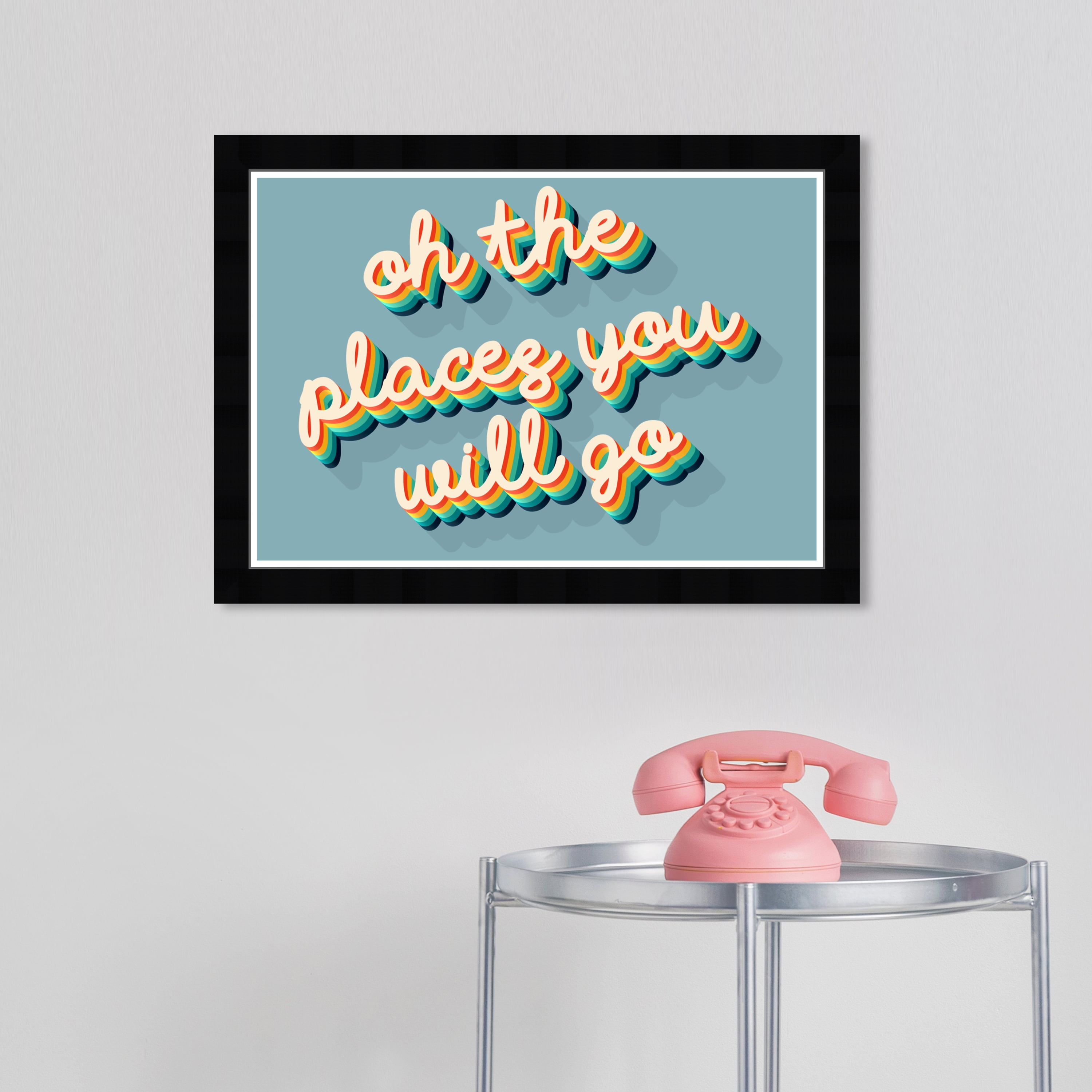 Wynwood Studio Prints Places You Will Go Blue Typography and Quotes Motivational Quotes and Sayings Wall Art Canvas Print Blue Light Blue 19x13