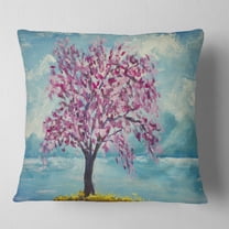 Designart Blooming Sakura Flowers - Floral Throw Pillow - 16x16