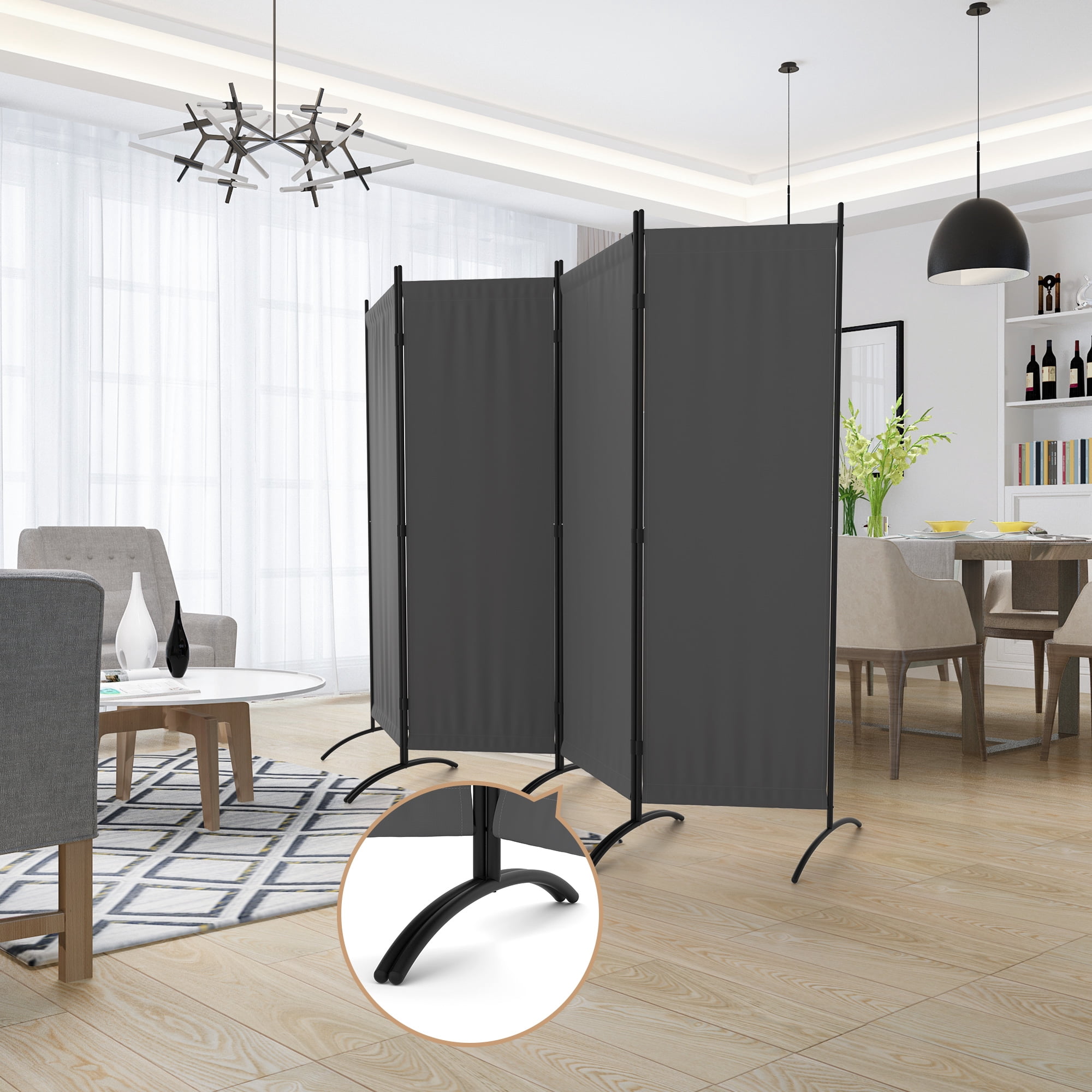 Room Divider 7FT Portable Room Dividers And Folding Privacy Screens, 89'' W Fabric Divider For Room Separation, 4 Panel Partition Room Dividers Freestanding Wall Divider Screen For Dorm Studio Office