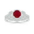 thumbnail image 4 of ANGARA Natural Aeon 1 ct Ruby Halo Leaf & Vine Engagement Ring with Milgrain in 14K White Gold for Women (Size-6mm) | July Birthstone, Anniversary, Jewelry Gift for Women | Natural Ruby Ring, 4 of 10