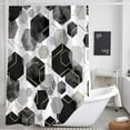 thumbnail image 4 of Zrodlmo Geometric Shower Curtain with Hooks, Modern Waterproof Fabric Bathroom Curtain, 72" x 72", Black, 4 of 7