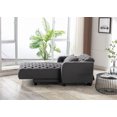 thumbnail image 2 of Modern Living Room Leisure Sofa with Adjustable Backrest and Lumbar Pillow, Sleeper Sofa Bed with Side Pockets, Cupholder & Wireless Charging, Dark Grey, 2 of 7
