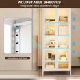 thumbnail image 5 of Display Cabinet with Glass Doors, 5-Tier Storage Shelves with 3-Side Tempered Glass, 4 Adjustable Shelves Collectibles Toys Organizers Rack, Display Shelf & Bookshelf, White, 5 of 8