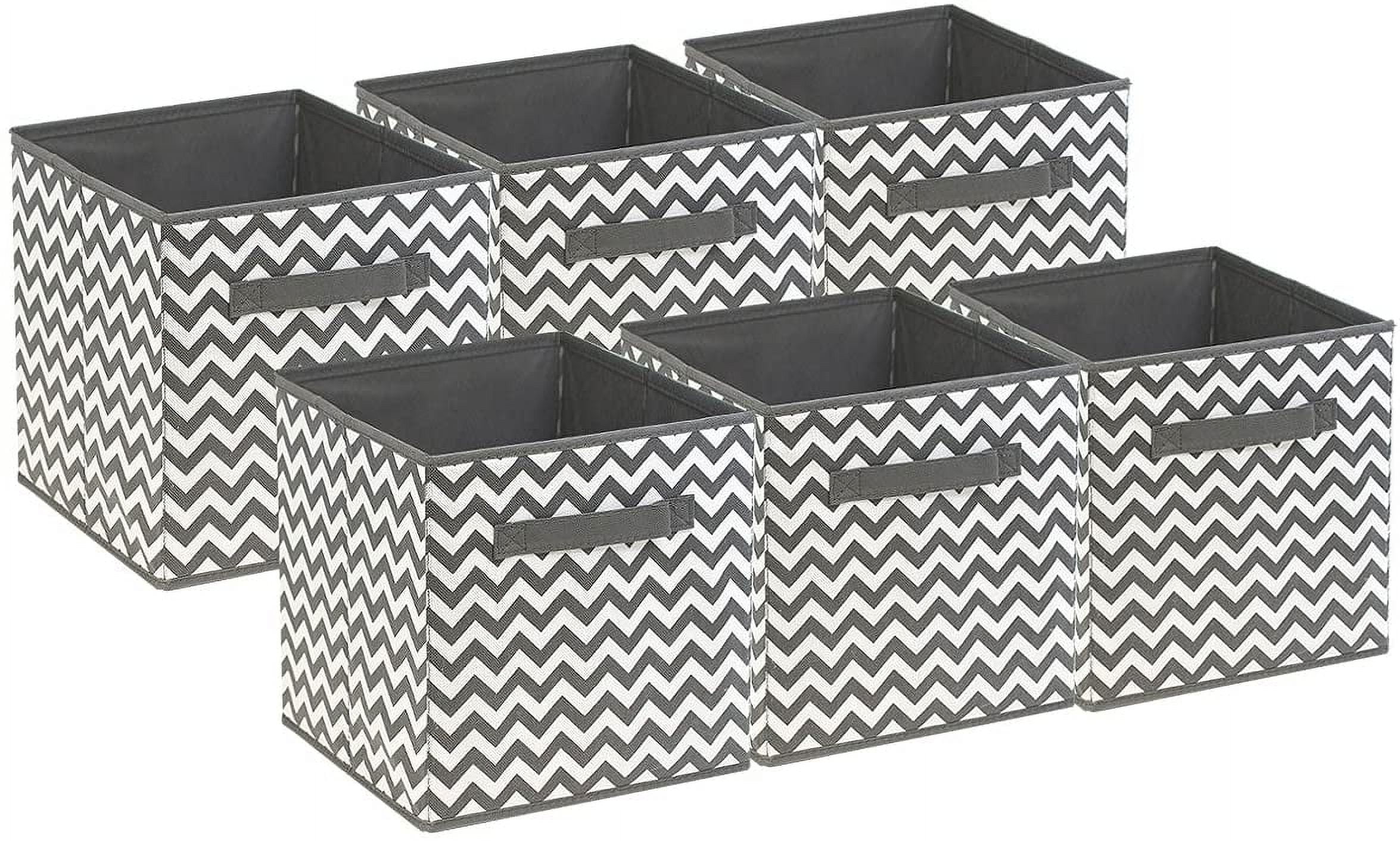 Sorbus Foldable Fabric Cube Storage Basket Bins for Adults and Children (Chevron Gray/White, 6-Pack)