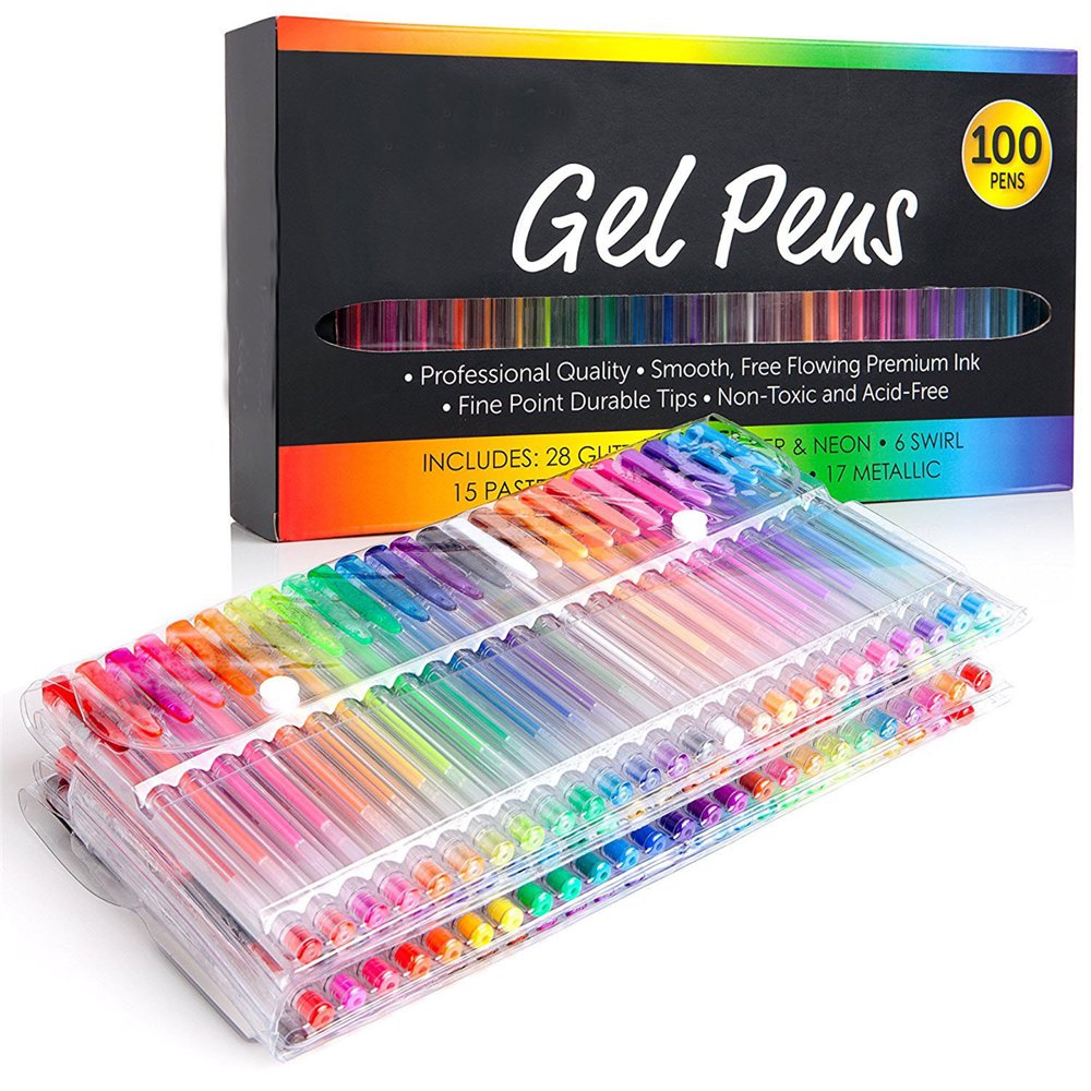 Gel Pens for Coloring Books 100 Color Gel Markers Plus for Drawing