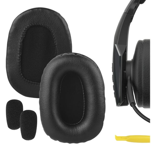 Geekria QuickFit Replacement Earpads   Mic Windscreen Foam Compatible with BlueParrott B450-XT Headphones, Repair Parts (Black)